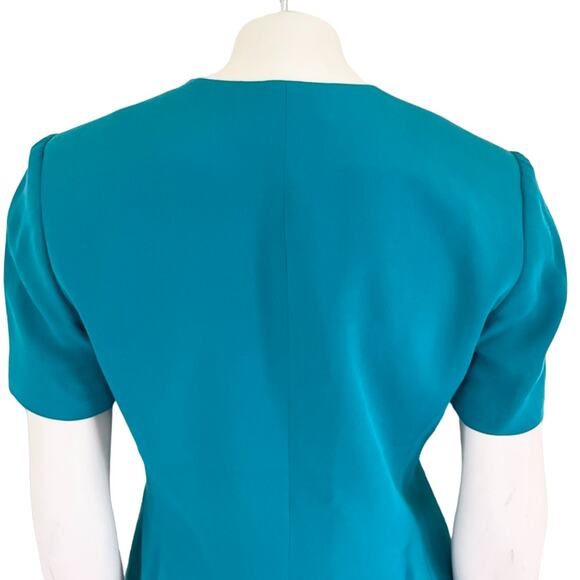 VTG AMANDA SMITH 100% Silk Matching Skirt Suit Set in Teal SZ 8P - Picture 6 of 13